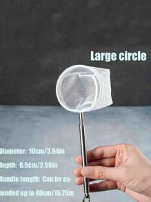 1pc Net With Stainless Steel Handle, PE Material, Fine Mesh Round Net For Fish, Easy Handling Fish Net Catcher, Stainless Steel Aquarium Fish Net With Extendable Handle - Fine Mesh For Easy Catching & Handling