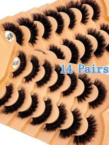 HBZGTLAD NEW 2 Box 14 Pairs Pairs Cat Eye Lashes Fluffy Faux Mink Lashes 8D Wispy Lashes Pack Dramatic Long Thick Volume Eyelashes False Eyelas - 6D-H56 - Xem 1