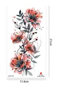 Set da 4 tatuaggi floreali temporanei di grandi dimensioni - Rosa nera, disegni floreali multicolori, tatuaggi floreali vintage tradizionali, impermeabili, a lunga durata, adatti per le donne, possono essere applicati su vita, braccio, gamba, schiena, spalla, per coprire cicatrici