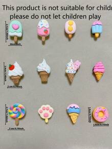 12pcs Resin Shoe Charms Set - Cute Ice Cream & Donut Designs For, Clogs, Slides, Sandals - Assorted Pink Decorative Pendants For Party Supplies Birthday Gifts, Summer Shoes Decorations For Mom, Granddaughter, Daughter, Special Gift For Her, Shoes Pins For Mother's Day, Back To School