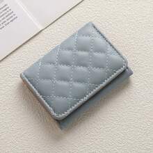 Embroidered Tri-Fold Wallet, Large Capacity ID Card Holder, Student Small Change Purse, Multi-Card Quilted Coin Purse - Multicolor - View 5