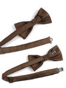 ZLQ&GOU 1 pieza Corbata de moño simple de café para hombres, corbata de mariposa de espiga para caballero, adecuada para boda, fiesta, negocios y uso diario - Disponible en dos tamaños