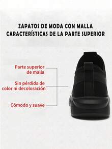 Los Hombres Suaves Y Cómodas Zapatillas De Deporte Casual Ligero, Antideslizante Y Resistente Al Desgaste, Con Colores De Primera Calidad, Zapatos De Tenis Negro De Los Hombres, Adecuado Para Los Entrenamientos, Correr, Viajar Y Ropa Casual Diaria. - Negro - Ver 6