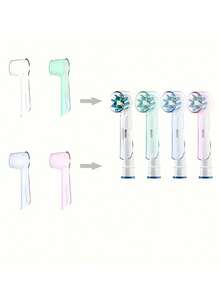 4/2/1pc Toothbrush Head Cover, Toothbrush Head Plastic Dustproof Cover, Suitable For The Dust Cover EB17D12iO5iO7iO8iO9D12 Protective Cap Of The Orab Electric Toothbrush Head, Convenient Travel Supplies, Home Dorm Supplies Home Bathroom Decor Fall Decor Back To School - Multicolor - View 4