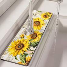 1 pezzo, Tappetino assorbente per rubinetto con motivo a girasole in diatom ooze, tappetino anti-sgocciolamento per il bagno, antiscivolo e antimacchia per accessori da cucina.