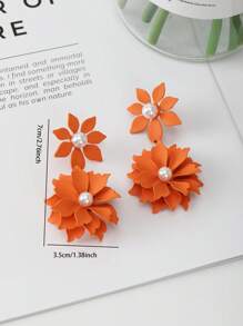 1 paire de boucles d'oreille pendantes florales multicouches asymétriques et colorées, convenant pour un usage quotidien, des fêtes, des rendez-vous, des cadeaux pour la Saint-Valentin et la Fête des mères
