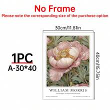 1 件 William Morris 海报、粉色花卉印刷品、复古花卉印刷品、展览海报、植物印刷品、花卉艺术品、William Morris 礼品、灵感现代帆布艺术印刷品 - 适用于客厅和卧室的无框墙壁装饰 - 彩色 - 查看 16