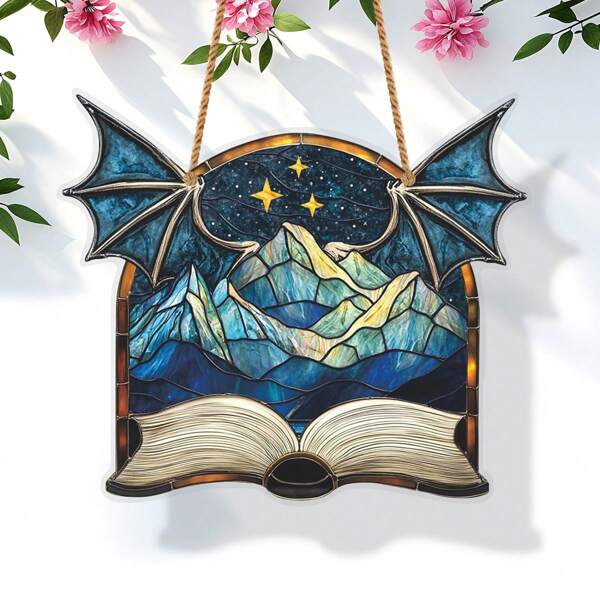 Captador de Sol Acrílico do Tribunal Noturno - Pendurado na Janela em Estilo Vitral, Presente Perfeito para Amantes de Livros para Decoração Interna/Externa, Ideal para o Dia de Ação de Graças e Natal