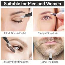 4pcs Professional Tweezers - Perfect For Eyebrow Hair Removal, Beard Pulling And Inward Growing Hair, Hair Removal, Etc., Compact And Portable With Storage Bag, Suitable For Both Men And Women - 黑色 - 查看 6