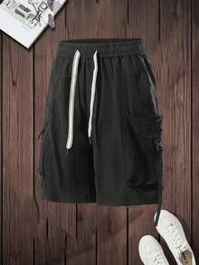 Men's Casual Outdoor Cargo Shorts With Multiple Pockets - Black - View 2