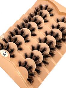 HBZGTLAD NEW 2 Box 14 Pairs Pairs Cat Eye Lashes Fluffy Faux Mink Lashes 8D Wispy Lashes Pack Dramatic Long Thick Volume Eyelashes False Eyelas - 6D-H45 - 查看 3