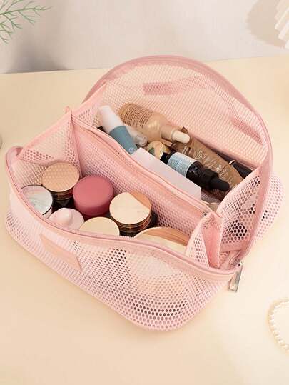 尼龙网眼化妆包，旅行化妆包，沙滩包，旅行收纳包，洗漱包，收纳整理包，旅行配件，邮轮必备，浴室收纳，珠宝收纳，唇彩收纳，指甲油收纳，化妆品收纳，母亲节礼物，复活节礼物，透明旅行洗漱包，必备礼品收纳，拉链配件，化妆包，旅行必备