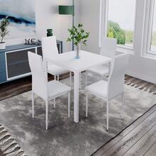 Jooli H 75cm Dining Table And Chairs Set 4, Glass Kitchen Table With 4 Faux Leather High Back Chairs Modern Dining Room Sets For Home Kitchen Office, White - White - View 8