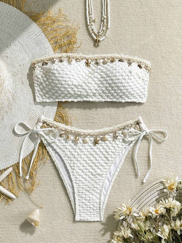2025 European And American Latest Style Sexy Starfish & Seashell Fringe Women Bikini Set