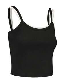 二合一短款上衣 黑白拼接性感针织背心 女士修身上衣