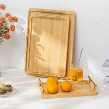 1 Stück Bambus Serviertablett, elegantes Tisch-Aufbewahrungsplattform, Küchenzubehör, Dekor Kaffeeteller für Zuhause - Braun - Übersicht 3