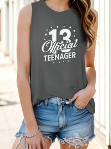 TEENAGER Large Number 13 Design Women's Vest - Grey - View 1