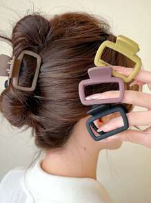 4 stuks vierkante plastic haarspelden voor vrouwen in zwart/bruin/groen/roze, modieus en veelzijdig, elegante haaraccessoires geschikt voor dagelijks gebruik zoals het wassen van het gezicht, baden, stylen van het haar, make-up en combineren met kledingaccessoires