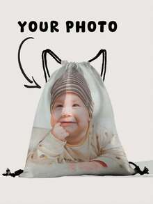1pc Customized Picture Drawstring Backpack, Can Be Customized According To Your Unique Design, Suitable For Children And Teenagers, Print Your Own Photo Or Your Sister And Classmates' Photo As A Gift - Multicolor - View 2