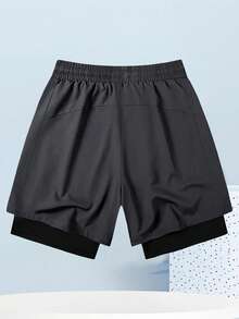 1pc Men's Quick-Dry Breathable Sports Shorts, Casual Fitness Running Shorts, Available In Multiple Colors - Grey - View 3