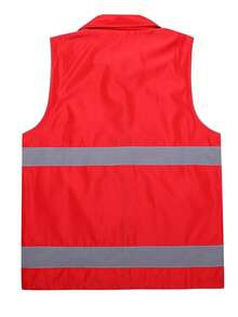 Customize Reflective Strip Vest, Upload Creative Pictures, Personalized Text, Birthday Gifts, Business, Workwear, Team - Red - View 4