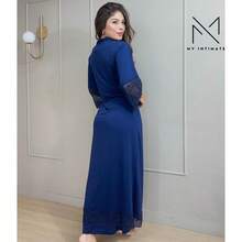 LONG Robe And Nightgown Kit Without Light Microfiber Pads For Women's Nursing - 藏蓝色 - 查看 2