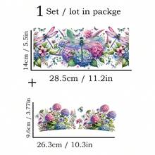 1set Floral Dragonfly Design UV Dtf Transfer Crystal Label For 40oz Glass Cup, Waterproof And Scratch Resistant, DIY Packaging Transfer Paper Suitable For 40 Oz , Cups, Bottles Etc (Excluding Cup) - Blue - View 8