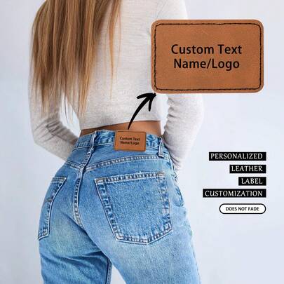 1pc Personalized Leatherette Patch With Hot Melt Adhesive, Custom Content Leather Fabric Sticker, Jeans Rectangular Leather Quilt, Jeans Square Leather Quilt, Jeans Grey Leather Quilt, Jeans Brown Leather Quilt, Brown Leather Patch, Laser Engraving Blank Custom Patches, Rectangular Fabric Sticker For Cloth Repair Sewing Supplies, Custom Patches Especially For Jeans