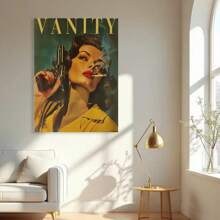 Framed  Art Deco Style   Canvas Poster, Modern Contemporary Wall Art With    , Indoor Portrait Orientation Art Print For Home Office, Living Room, Bedroom, Restaurants - People Theme Canvas Wall Hanging Decor For Fall/Winter Season