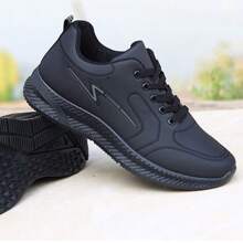 Sapatos Casuais de Couro Masculinos, Tênis Esportivos Antiderrapantes, Sapatos de Trabalho Pretos Leves, de Sola Macia e Confortáveis