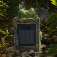 Frog Garden Statue, Resin Sculpture Outdoor Decoration Solar Outdoor Light For Lawn Yard - 綠色 - 查看 2