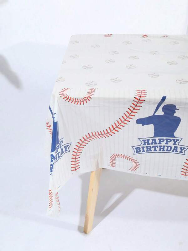 3pcs 137*274CM/53.94*107.87IN Disposable Tablecloth, Minimalist Baseball Theme Tablecloth For Party Decorations, Suitable For Baseball, Birthday And Other Themed Parties, Can Be Used As Background Cloth