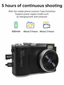 1 Pc LK-003 Dual Front & Rear CCD Vintage Camera, 64.0 Camera System Version, 48MP 4K HD Digital Camera With Card Reader + 8G Memory Card - Camera + Memory Card + Card Reader - View 6