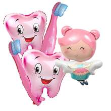 5pcs/Set Toothbrush & Tooth Balloon Set, Includes Foil Balloon, Tooth & Toothbrush Foil Balloons, Suitable For Birthday, Shower, Christening Decorations - Multicolor - View 4