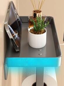 1pc Stainless Steel Toilet Paper Holder, Wall Mounted Bathroom Paper Towel Dispenser, Sticky Carbon Steel + ABS Plastic Material, No Need To Drill, Suitable For Bathroom, Toilet.