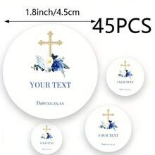 45 etiquetas personalizadas de hojas de eucalipto doradas para bautizo, etiquetas para caja con nombre de bautizo y fecha, apropiadas para decorar bolsas de regalo, cajas de dulces, útiles escolares, regreso a clases - Multicolor - Ver 14