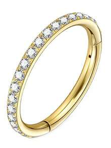 18G/16G 女士圆形耳环，G23 F136 钛金鼻环，弹簧扣，鼻环，时尚女士穿孔饰品 - 鑲鑽鼻環 - 查看 15