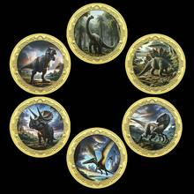 1 buah Koin Peringatan Dinosaurus, Koin Peringatan Emas Hewan Langka yang Terancam Punah, Lencana, Koin Peringatan Dinosaurus Berlapis Emas Langka, Tyrannosaurus Rex, Brachiosaurus - MultiWarna - View 1