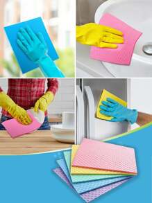 Reusable Towels Rags Non-Scratch Ultra-Absorbent Cellulose Sponge Cloths, Multipurpose Reusable Cleaning Wipes For Kitchen, Car, Windows & Dishes, Quick-Drying Dishcloths Hand Towel Auto