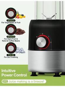 2-In-1 Multipurpose Blenders For Smoothies With 22oz No-BPA Portable Bottle, Coffee/Spices Jar Bottle For Grinder, New - Black - View 6