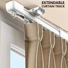 1 Set 23.26-41.54 Inch, 27.56-49.21 Inch Extendable Wall Or Ceiling Mount Curtain Track System, Suitable For Track Curtains, Expandable Ceiling Curtain Rail, Room Divider Rod, Fully Adjustable Sliding Curtain Track (No Assembly Required)