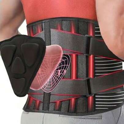 Đai hỗ trợ eo thoáng khí với 6 thanh đỡ - Chống trượt, đai hỗ trợ lưng dùng cho phòng tập gym và nâng vật nặng.