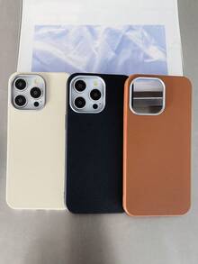 3件套奢华皮革纹理手机壳，兼容/Galaxy，黑色、棕色、米色 - 彩色 - 查看 9