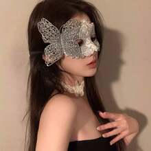 2025 New Venetian Rhinestone Lace Feather Half Face Mask For Women, Halloween Masquerade Cosplay Adjustable Eye Mask Elegant Party Accessories - Multicolor - View 15