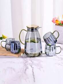 1pc Luxury Glass Cold Water Pot Set,Household High Temperature Boiling Water & Iced Tea Glass Kettle, Cucumber Shaped Water Pitcher
