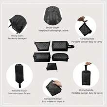 5pcs/Set Black Mesh Organizer Bags, Portable Cosmetic Makeup Toiletry Storage Pouch, Simple Travel Makeup Bag