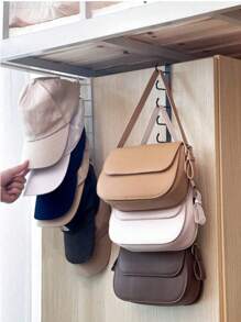 2 pièces Organisateur de casquette pour casquettes de baseball, portant à chapeau en métal pour placard, organisateur de chapeau monté au mur, support de rangement en fer avec 6 crochets, support de rangement multifonctionnel, portant à chapeau par-dessus la porte, support de rangement pour sac, organisateur d'armoire, convient pour tous les types et tailles de chapeaux, chambre à coucher, dortoir