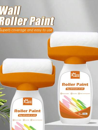 1瓶白色墙面漆，大滚筒，用于墙面修补，适用于乳胶漆、水性漆，最适合去除墙面污渍，白色墙面漆（白色）