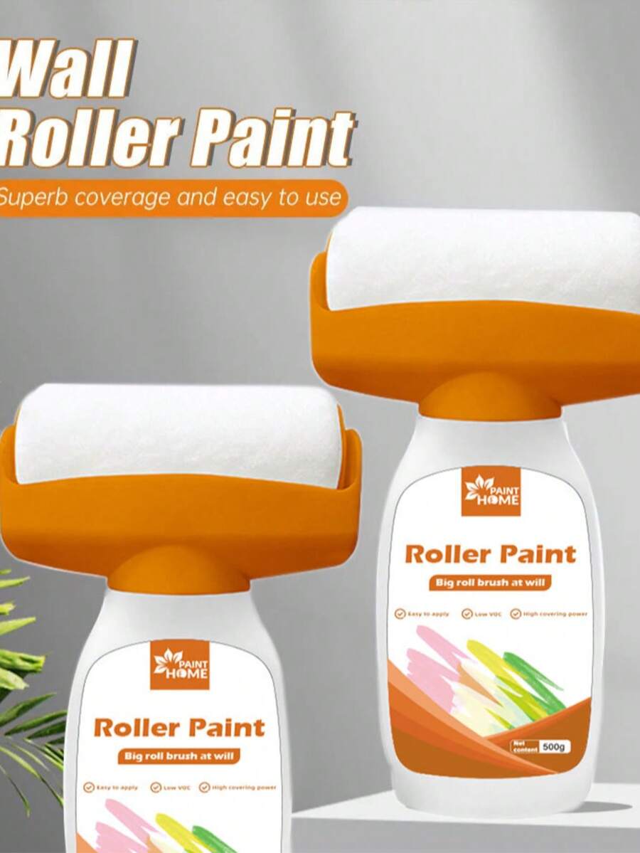 1瓶白色墙面漆，大滚筒，用于墙面修补，适用于乳胶漆、水性漆，最适合去除墙面污渍，白色墙面漆（白色）