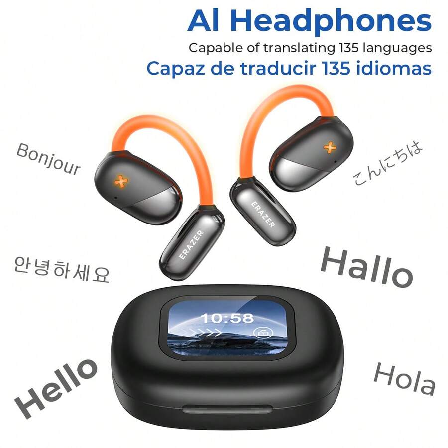 ERAZER XF33 AI Ear Hanging Open Night Running Night Light Earphones, Heavy Bass Earphones, High Definition Sound Quality, Long Endurance Working Battery Life, Suitable For Running, Sports, And Cycling - Đen XF33 AI - Xem 1